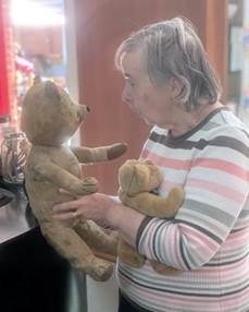 The Old Vicarage resident receiving her bear back after going in for repairs as part of make a wish programme