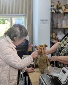 The Old Vicarage resident dropping off her bear ready for its repairs as part of make a wish programme