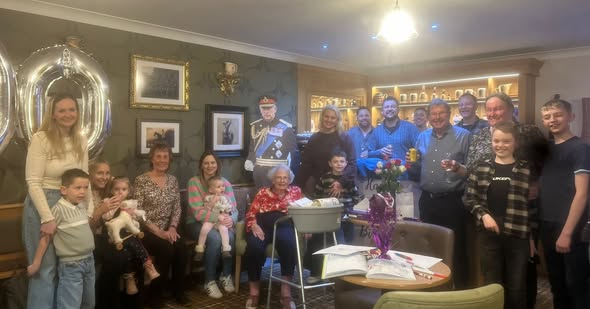 Celebrations for Violet Groom's 100th birthday at Chetwynd House