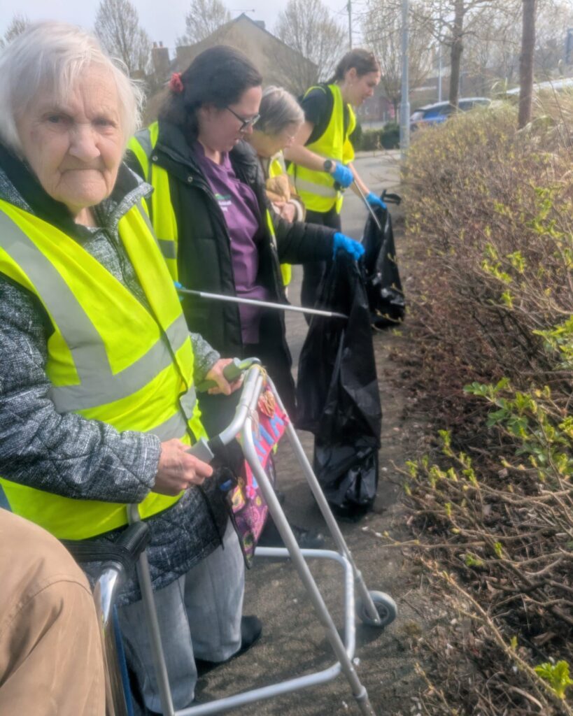 Community spirit as residents from The Old Vicarage help litter pick